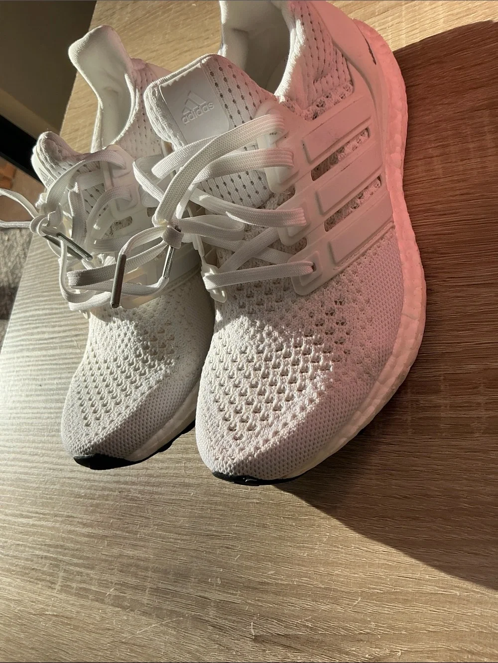adidas White Ultra Boost Knit Sneakers
